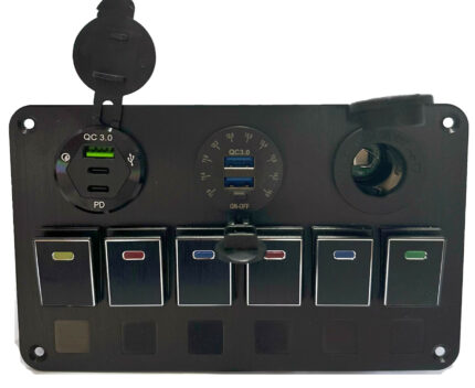 Lumeno Switch Panel (6) with 3 Sockets Black