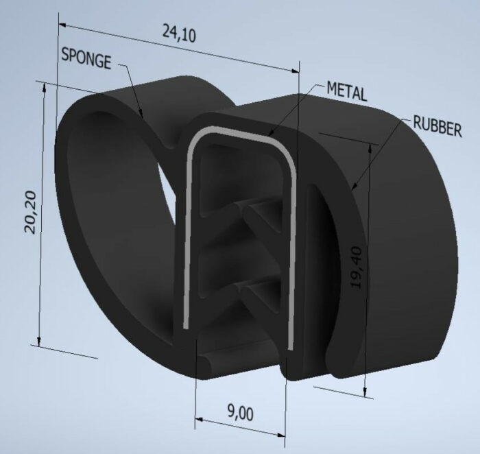 Universal Door Seal Large with Lip PR600 - Image 1